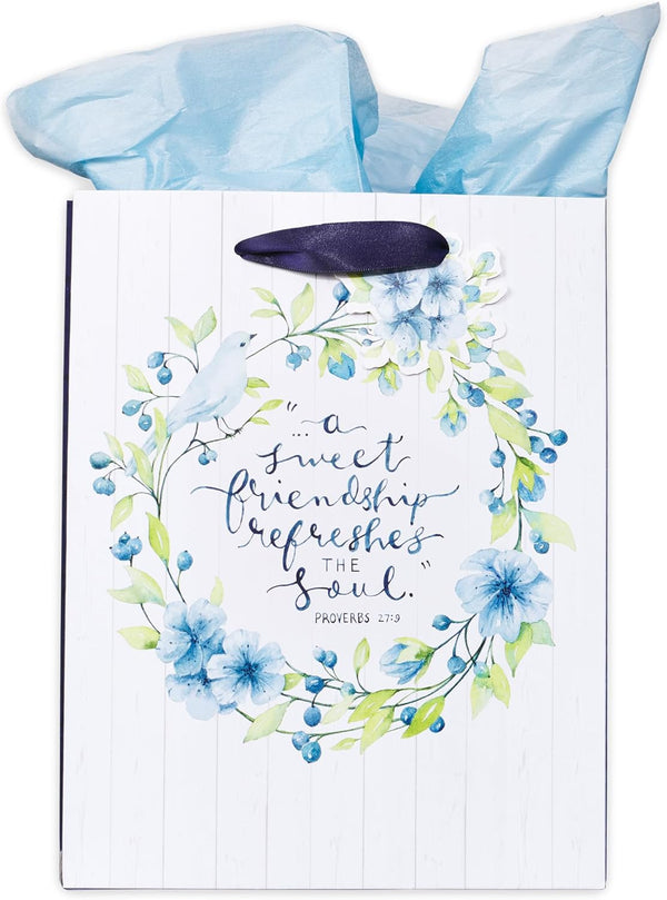 Christian Art Gifts Gift Bag/Tissue Paper Set A Sweet Friend Proverbs 27:9