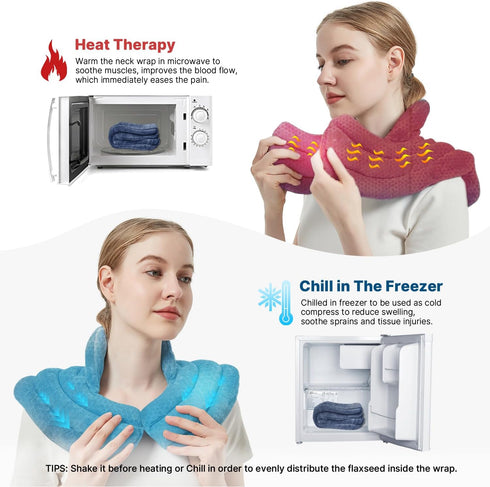 Microwave Heating Pad for Neck and Shoulders - Large Weighted Microwavable Heated Neck Wrap for Pain Relief