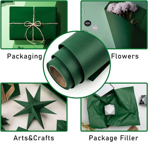 Retrify Green Kraft Packing Paper 30 Inches x 32.8 Feet Art Craft Paper for Birthday Christmas Gift Wrapping Decoration