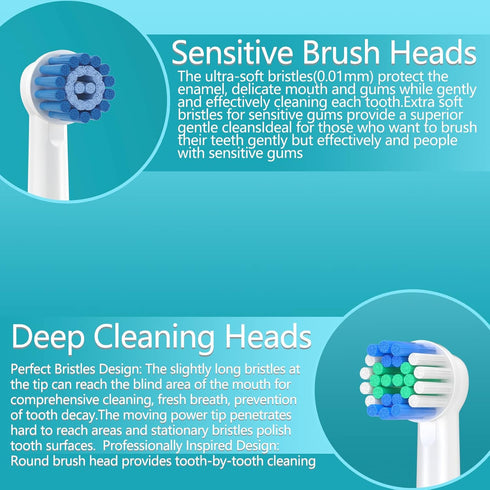 KHBD 16 Pack 4 4 4 4 Replacement Heads for Oral B Braun- Includes Sensitive Brush, Precision Brush, Deep Cleaning