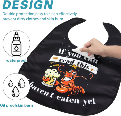 Maziky Funny Adult Bibs for Eating Man Women Elderly, Washable Clothing Protectors Bib for Adults Senior Citizens
