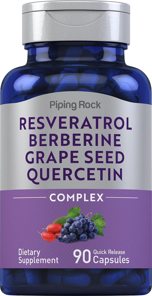 Piping Rock Resveratrol Berberine - 90 Capsules Non-GMO, Gluten Free Supplement
