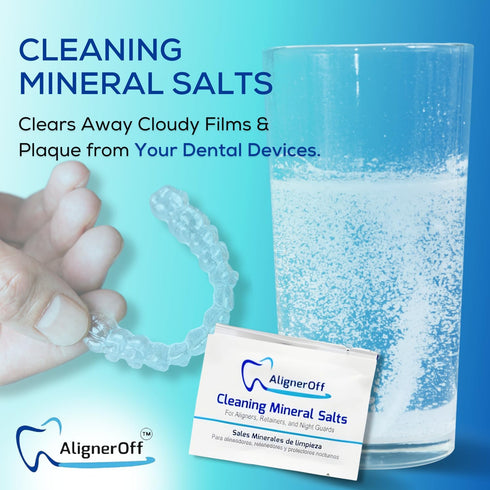 Retainer Cleaning Crystal for Clear Aligners and Retainers| Compatible with Aligners, Invis Align, Nightguards and Dentures| Daily or Weekly Used| 50 Packets|