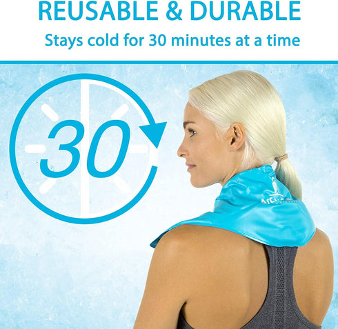 Arctic Flex Neck Ice Pack - Cold Compress Shoulder Therapy Wrap - Cool Reusable Medical Freezer Gel Pad for Swelling, Injuries, Headache, Cooler (Large (1 Pack))