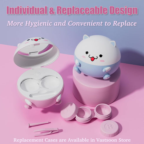 Vastsoon Cute Contact Lens Cleaner, Case Cleaning Machine with Solution Soak Case and Contact Lens Applicator Tool