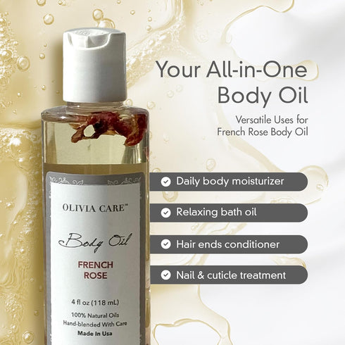 Olivia Care Body Oil, Natural Perfume Oil for Women, Hydrating After Bath Oil with Vitamin E, K & Omega