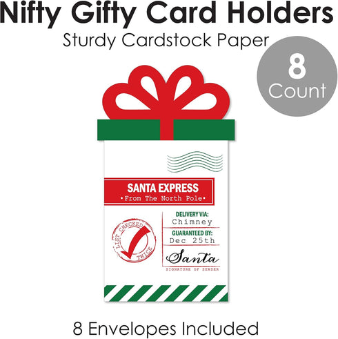 Set 8 Big Dot of Happiness Santa's Special Delivery - From Santa Claus Christmas Money and Gift Card Sleeves - Nifty