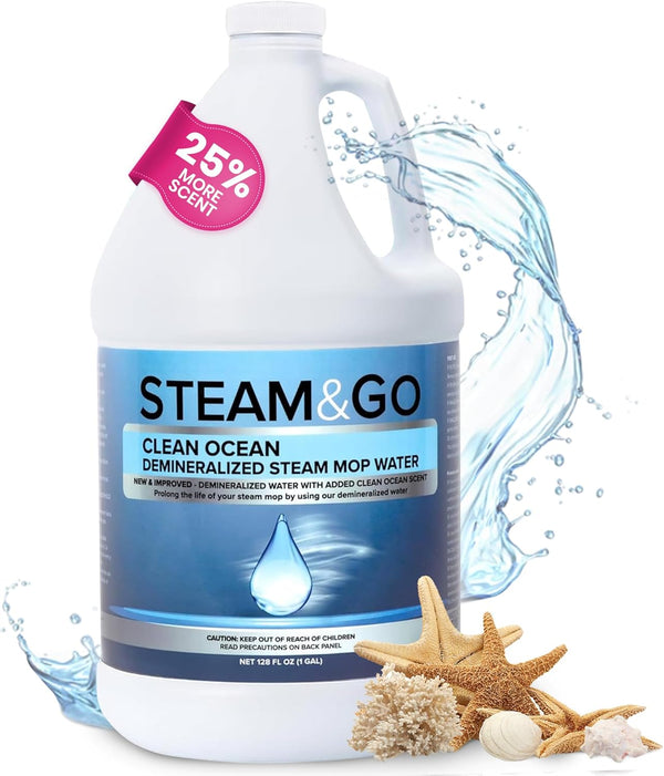 Steam and Go Demineralized Water - Clean Ocean Scent Cleaning Solution for Steam Mop, Floor Cleaner, Ready-to-Use