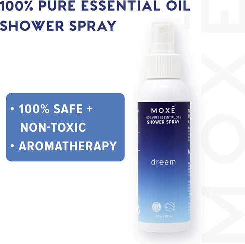 MOXE Shower Mist, Spa Steam Spray with Natural Essential Oils for Tension Relief (Dream, 4 Fl Oz)