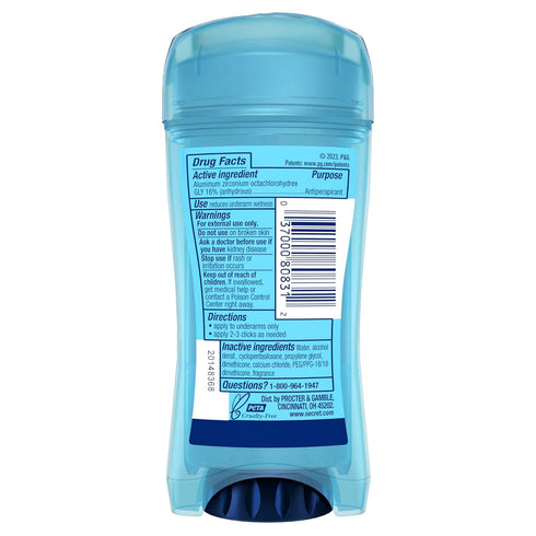Secret Outlast Antiperspirant Deodorant for Women, 72hr Sweat & Odor Protection, Clear Gel, Unscented, 2.6 oz