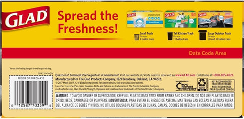 Glad Large Trash Bags, 30 Gallon, 25 Bags, with Drawstring
