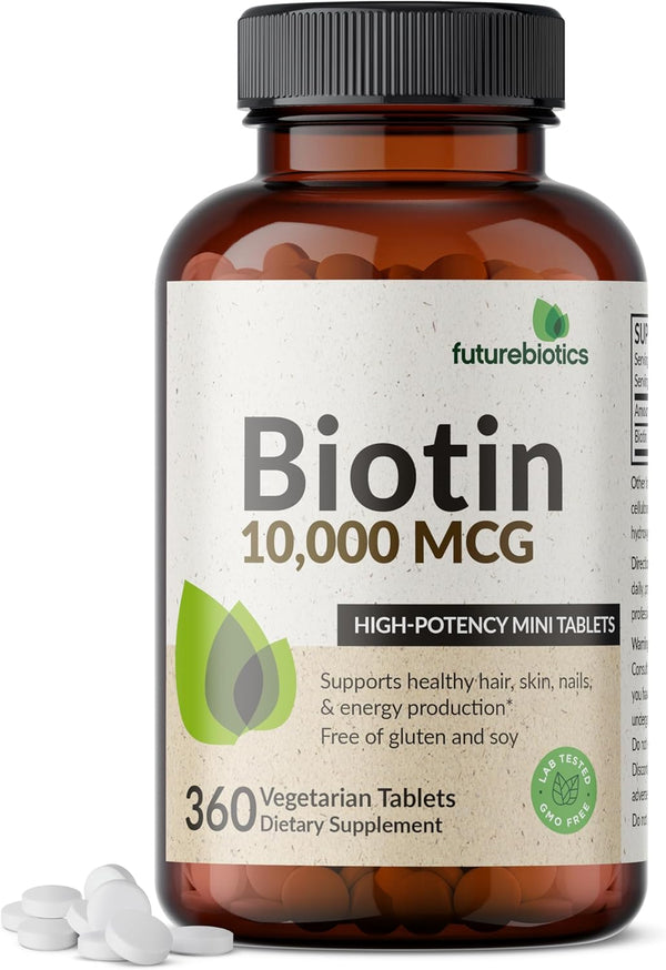 Futurebiotics Biotin 10,000 MCG High Potency Tablets, Supports Healthy Hair, Skin & Nails, 360 Vegetarian