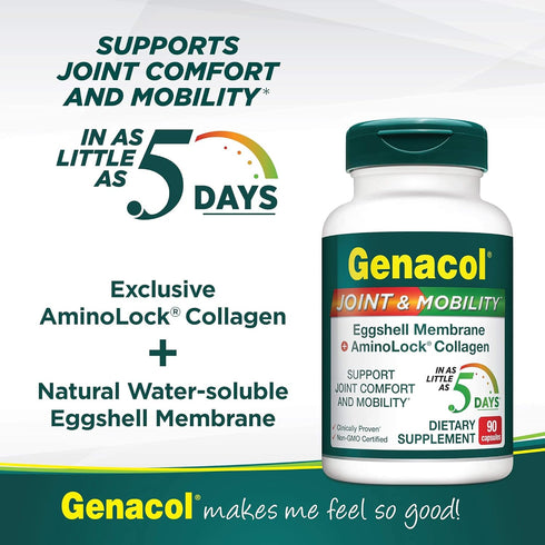 Genacol Collagen & Natural Eggshell Membrane | Joint Support Supplement for Rapid Relief in 5 Days, 90 Capsules