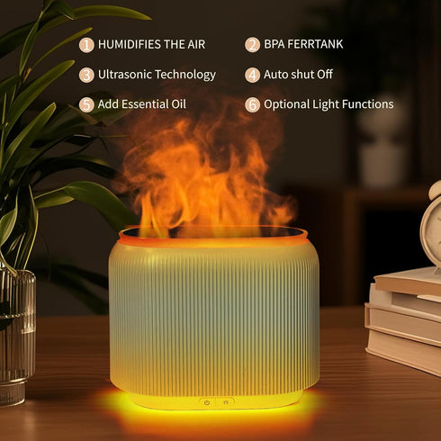 LIFFY Essential Oil Diffuser - Fireplace Fire Flame Aromatherapy Diffuser, Mist Humidifier with Multi-Color LED Lights