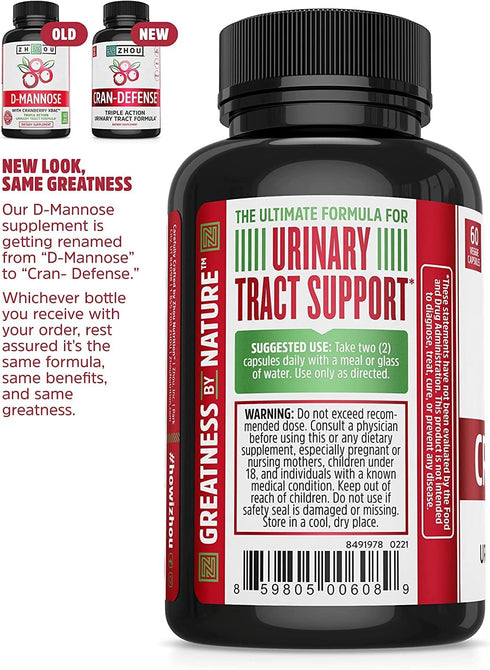 Zhou Nutrition Cran Defense, 60 Count Cranberry Concentrate Urinary Tract Formula