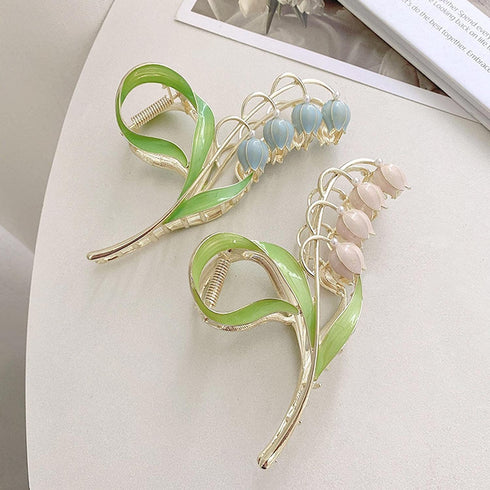 Lily of The Valley Flower Hair Clips, Orchid Hair Clamps, Metal Hairpin for Thick Thin Hair Styling Accessories