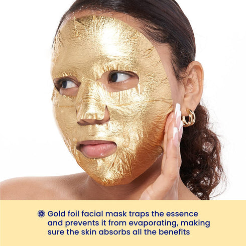 FACETORY Be Bright Be You Illuminating Gold Foil Mask - Vitamin C for Oily, Combo, Dry, and Dull Skin, Pack of 10