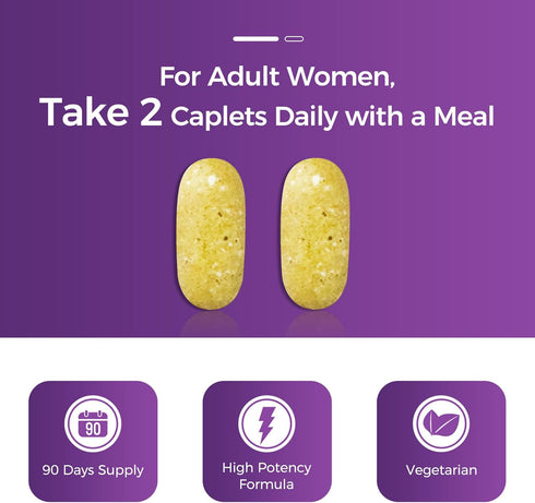 Vitamin World Ultra 360 Multivitamin for Women, with Herbs & Collagen for Hair, Skin & Nails, 180 Caplets