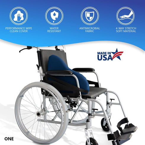NYOrtho Wheelchair Lateral Support - L-Shape Padded Lateral Support Cushion with High-Performance Stretch Fabric Cover