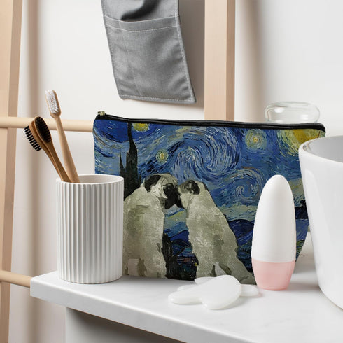 Pug Gifts for Pug Lovers, Starry Night Pug Makeup Bag, Cute Aesthetic Dog Makeup Pouch