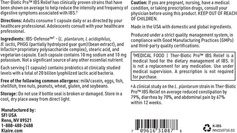 Klaire Labs Ther-Biotic Pro IBS Relief - Medical Food for Dietary Management of IBS, Prebiotics & Probiotics for