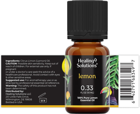 Healing Solutions Lemon Essential Oil - 0.33 Fluid Ounces