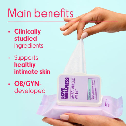 Love Wellness pH Balancing Cleanser & pH Balancing Wipes | Her Essentials Duo | On The Go Support for Her | Cleanser