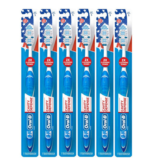 Oral-B Cavity Defense Toothbrush, Soft with Cup Shaped Bristles & Tongue Cleaner, Pack of 6