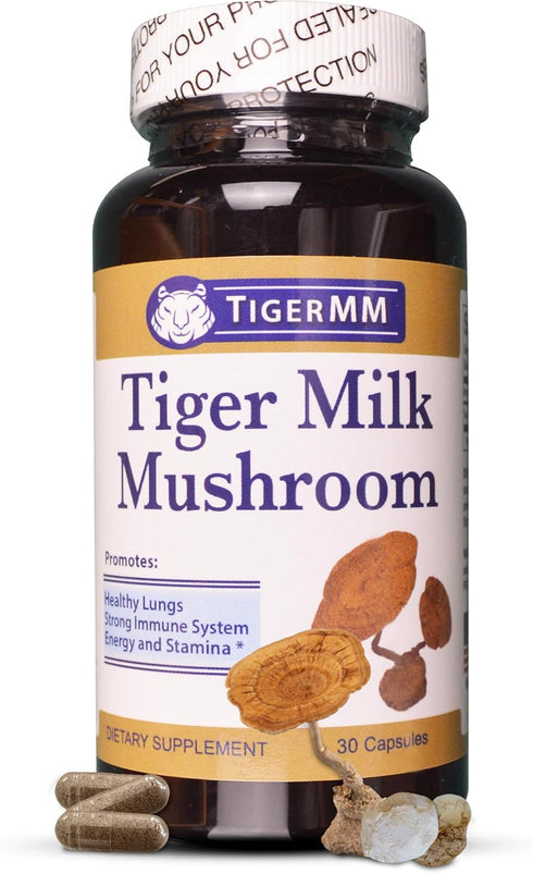 TIGERMM Tiger Milk Mushroom (Lignosus Rhino.) USA Grown, Lung Respiratory Immune Support 450mg/cap