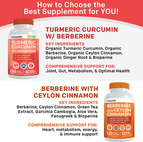 5-in-1 Turmeric Curcumin Supplement (4210mg) with Berberine & Ceylon Cinnamon - Organic Joint, Heart, Gut & Metabolic