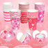 Pascliyna 100 Set 12oz, 5 Valentines Disposable Coffee Cups with Lids Pink Heart Print Disposable Paper Cups, Styles