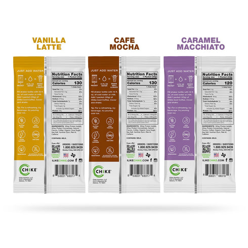 Chike High Protein Iced Coffee Naturally Sweetened Sampler Pack, 20 G Protein, 2 Shots Espresso, Non-GMO, Keto Friendly and Gluten Free, 6 Single Serve Packets