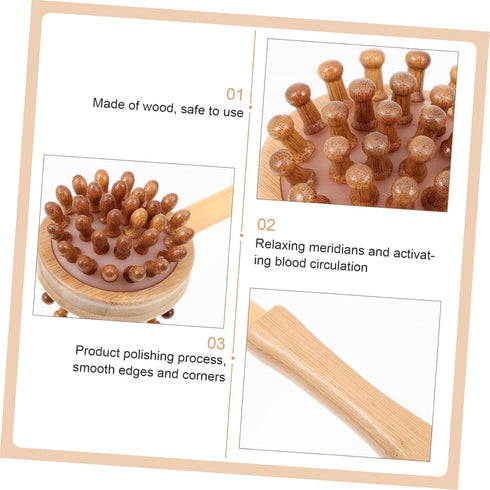 Hammer Bamboo Massage Handheld Wood Massager for Neck Shoulder Back Acupoint Therapy with Ergonomic Handle for Muscle