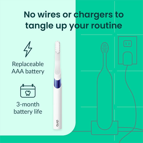 Quip Sonic Toothbrush for Adults with Timer, Extra Brush Head, Travel Cover, Electric, Indigo