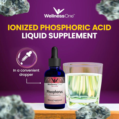 Liquid Phosphorus Supplements - Ionic Phosphorus from Ortho Phosphoric Acid for Healthy Bones & Teeth - 1.67 fl oz,