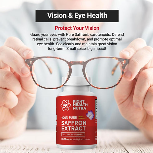 Saffron Extract, 88.50mg, 90 Capsules, 100% Pure Saffron Supplements, Improves Mood, Saffron Pills for Eyesight