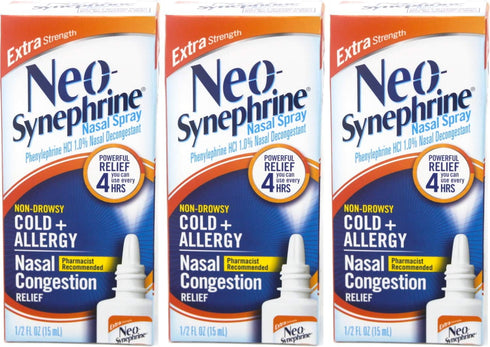 Neo-Synephrine Nasal Spray, Extra Strength Formula, 0.50 Ounces Each, Value Pack of 3