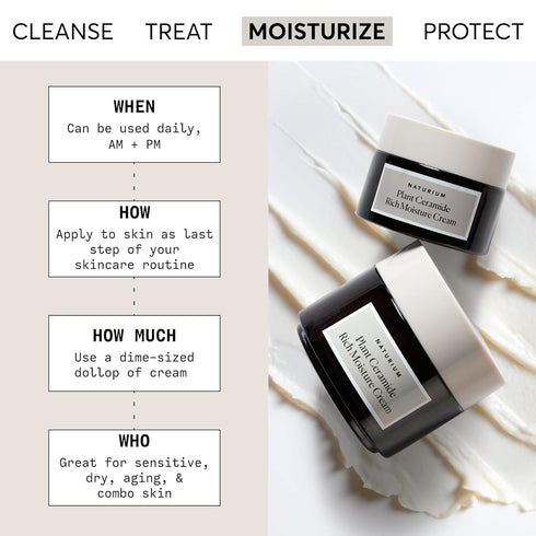 Naturium Plant Ceramide Rich Moisture Cream - Hydrating & Anti-Aging Skincare - 3.5 oz