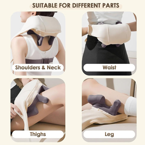 wfofmo 4D Wireless Deep Tissue Kneading Neck Massager with Heating Function, Shiatsu and Shoulder Massager Pillow