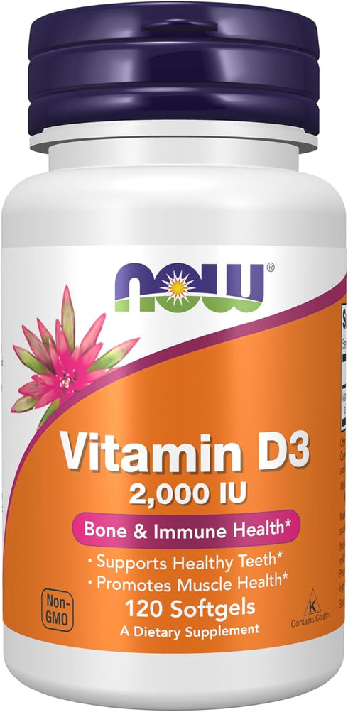 NOW Foods Vitamin D-3 2,000 IU, High Potency, 120 Softgels