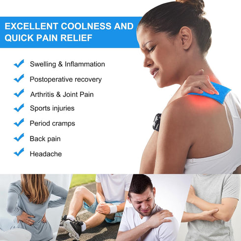 Gel Ice Packs for Injuries, Reusable 4 Pack Hot Cold Flexible Ice Packs, Gel Cold Compress for Pain Relief, Surgery