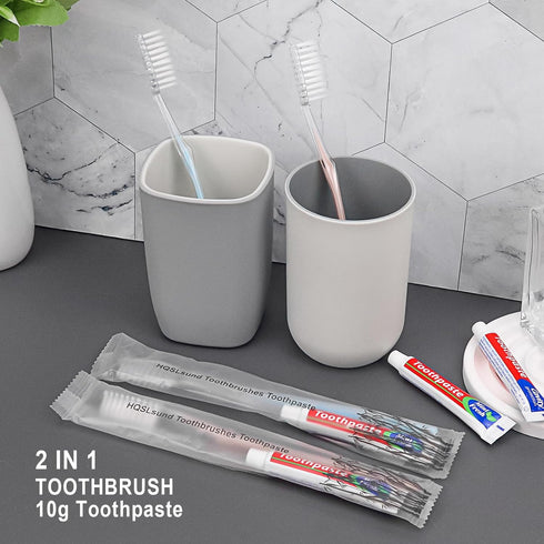 100 pcs Disposable Toothbrushes with 10g Toothpaste, Individually Wrapped Bulk Toothbrushes for Homeless, Airbnb, Hotel
