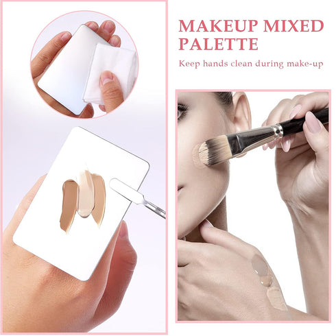Makeup Mixing Palette, Stainless Steel Foundation Palette with Spatula for Professional Cosmetic Mixing