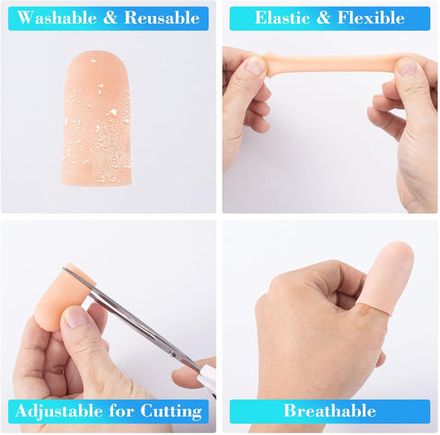 ANCIRS 10pcs Gel Finger Support Protector Caps, Silicone Fingertips for Cracking, Eczema, Trigger Finger Relief