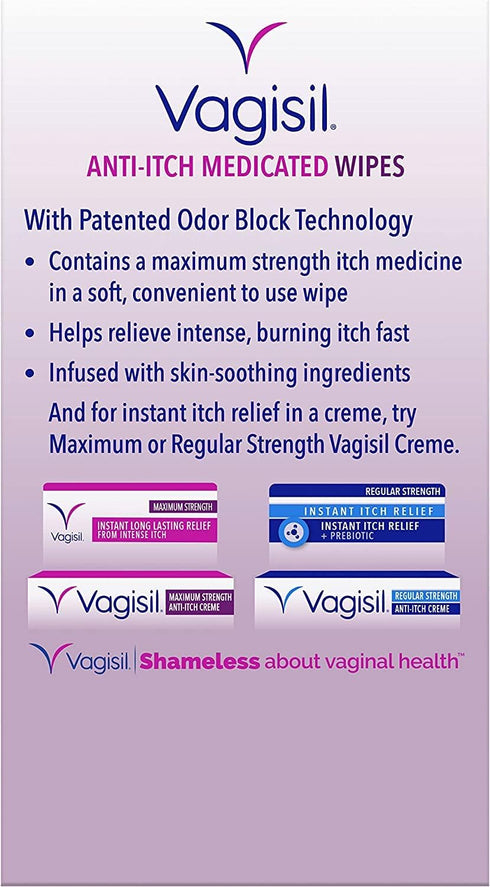 Strength,12 (Pack 2) Vagisil Anti-Itch Medicated Wipes, Maximum ea
