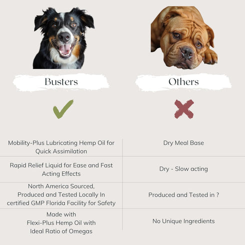 Busters Hip and Joint Hemp Oil Formula with Glucosamine for Pain Relief in Dogs and Pets, Arthritis Support