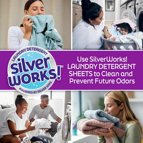 Premium Laundry Detergent Sheets, Silver Ion Odor Elimination Technology, 40 Sheets, Powerfully Clean.