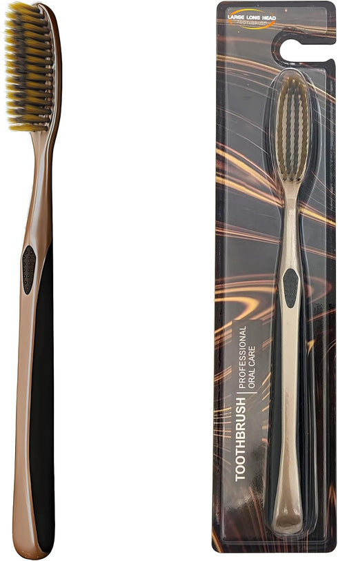 Huge Head Toothbrush, Extra Hard & Firm Whitening Toothbrush, Large Long Head (Golden 1 PCS)