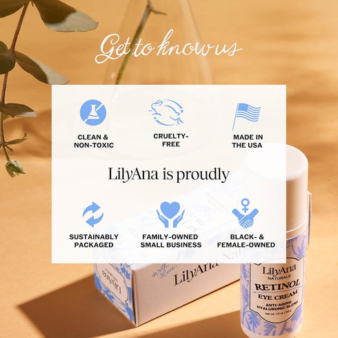 LilyAna Naturals Eye Cream - Anti Aging Eye Cream for Dark Circles and Puffiness, 1.0 Ounce Retinol