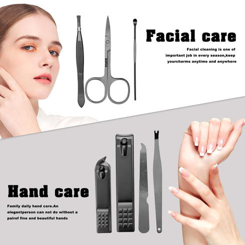 Manicure Set Nail Clippers Pedicure Kit, 7 In 1 Stainless Steel Grooming Kit with Luxurious Travel Case